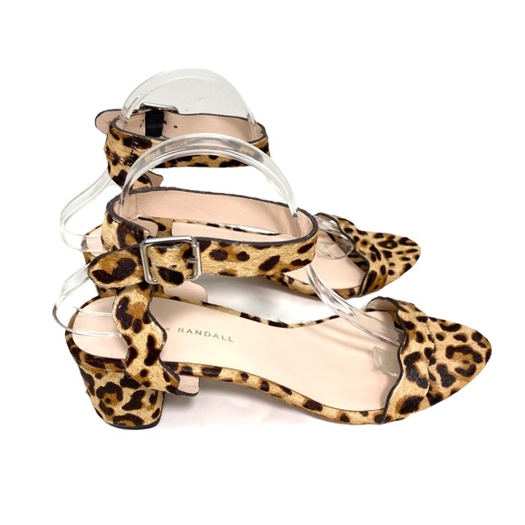 Loeffler Randall Emi Scallop Leopard Chunky Heel Strap Sandal Size 9.5 New - Picture 5 of 9